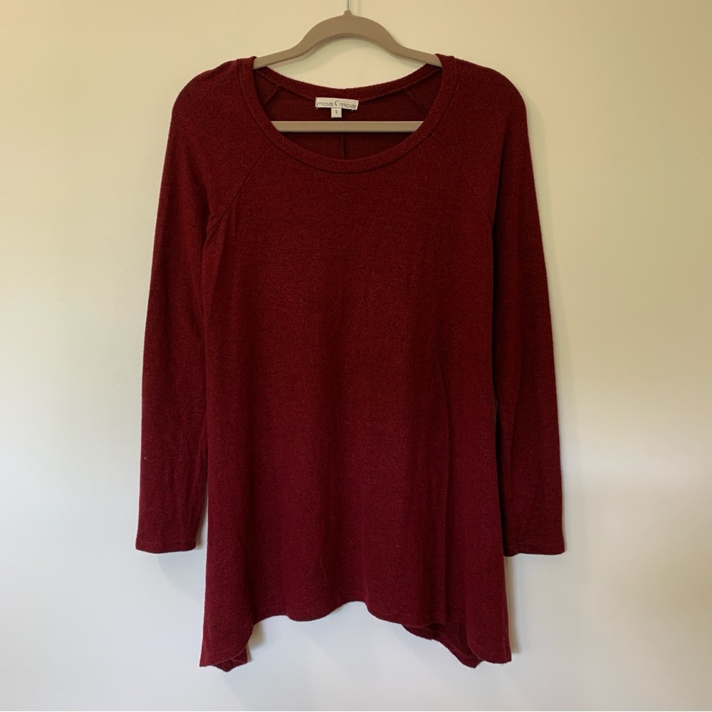 Moa Moa Burgundy Long Sleeve Scoop Neck Tunic